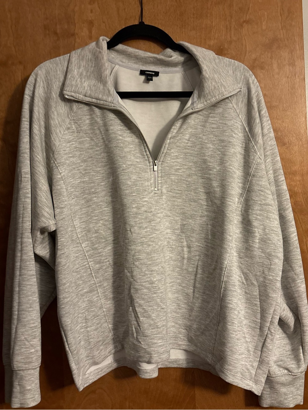 Express Men's Light Gray Quarter-Zip Sweatshirt